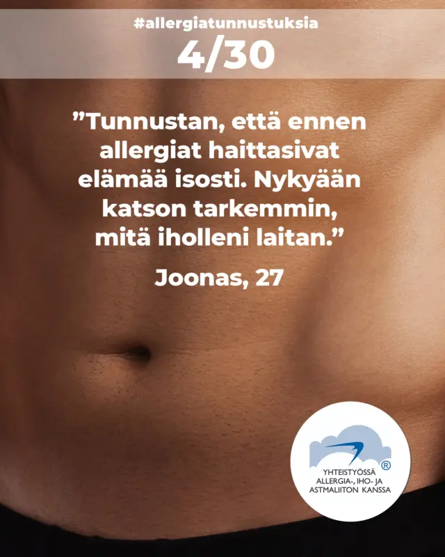 Tee oma #allergiatunnustus ja voita Allergiatunnus-tuotteita!  Tunnustus voi liittyä allergiaan tai olla liittymättä. On enemmän kuin fiksua käyttää Allergiatunnus-tuotteita, vaikkei allergia vaivaisikaan. Ota @allergiatunnus seurantaan Instagramissa, niin voit voittaa Allergiatunnus-tuotteita.  Kaikkien Allergiatunnuksen Instagram-tilin seuraajien tai allergiatunnustuksen tehneiden kesken arvotaan Allergiatunnuksen saaneita tuotteita. Arvonta suoritetaan 9.4.2026 ja voittajille ilmoitetaan henkilökohtaisesti Instagram-viestillä
