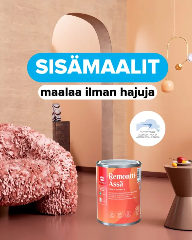 Tiedätkö mitä tarkoittaa vähäpäästöinen?  Remontti-Ässä maali oli aikoinaan ensimmäinen Allergiatunnuksen saanut sisämaali, joka läpäisi allergiakriteerit ja 3 vuorokauden eli 72h vaatimukset olla vähäpäästöinen.  Vähäpäästöinen maali vapauttaa sisäilmaan vähemmän kemiallisia yhdisteitä kuin muut maalit. Tällaiset maalit eivät aiheuta voimakkaita tai epämiellyttäviä hajuja, ne tukevat hyvää sisäilman laatua ja tuotteet ovat testattu puolueettomassa laboratoriossa.  Vähäpäästöinenkään ei kuitenkaan tarkoita täysin päästötöntä, mutta se tukee terveellisempää asuinympäristöä ja mahdollistaa sen, että huoneissa voi oleilla nopeasti ilman allergia- ja astmaoireita.  Rakennustietosäätiön M1-merkki kertoo myös matalapäästöisyydestä ja silloin tuotteet ovat tutkittu 28vrkn:n kireteerillä. Allergiatunnuksen saanti edellyttää, että tuote sopii myös herkille kuluttajille ja tästä syystä tutkimus- ja kriteerien läpäisyvaatimus on jo 3 vuorokauden kuluttua.  #sisämaalit #allergiatunnus #remonttiässä #tikkurila #allergia