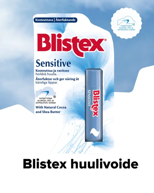 Huilivoiteet aiheuttavat ajoittain ns.huulivoidekierteen eli tulee tunne, että tuotetta tarvitsee käyttää jatkuvasti. Se johtuu usein tuotteen raaka-aineista - Blistex Sensitive on tarkoitettu kuiviin huuliin niin kesälle kuin talvelle, eikä aiheuta kumulatiivista ärsytystä tai kierrettä.  Kosteuttaa ja ravitsee, kehitetty yhteistyössä Allergia-, iho- ja astmaliiton kanssa kaikille sopivaksi.  @blistexsuomi  #allergiatunnus #huulivoide #hajusteeton #mauton #blistex